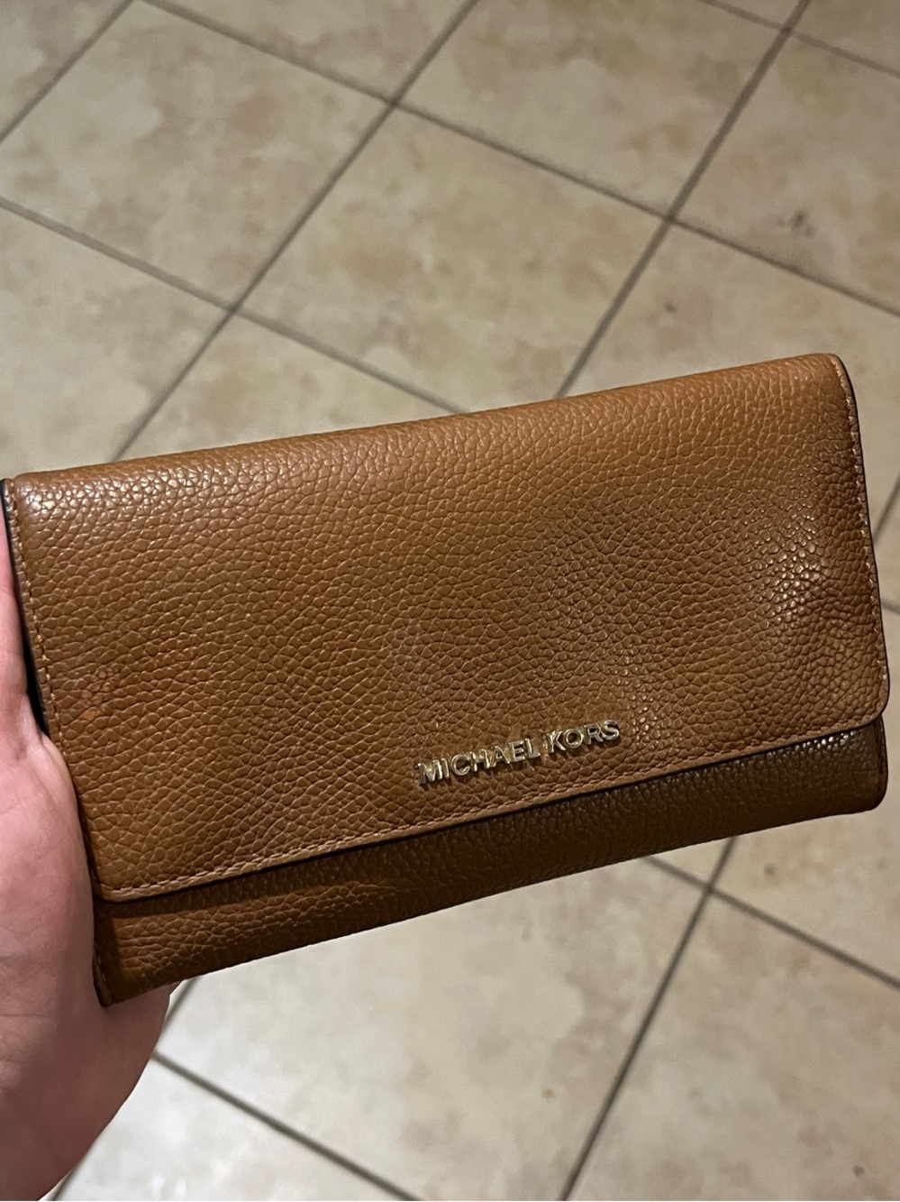 Michael Kors Brown Pebbled Leather Continental Wallet